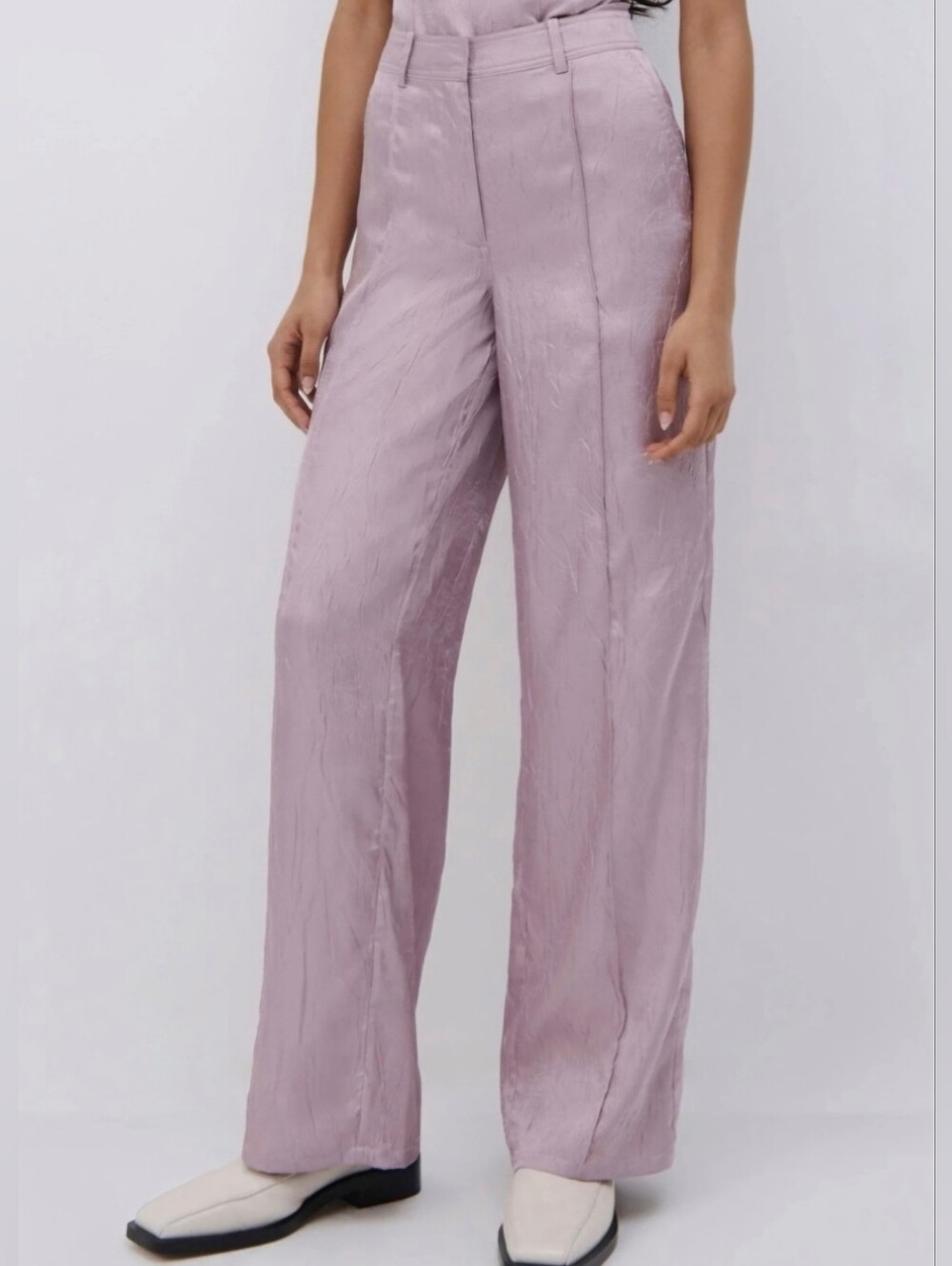 NWT Jonathan Simkhai Standard Wide-Leg Satin Pants in Light Lavender